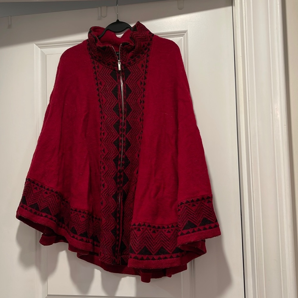 100% wool zip poncho/cape